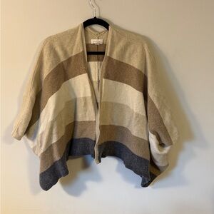 Velvet Women's Cozy Striped Poncho - Cream, Brown, Gray